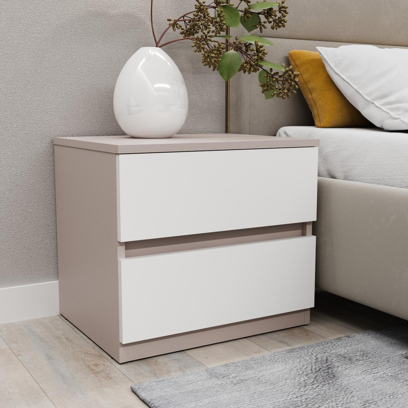 Noptiera Bayro Harmony 55x50x45 cm Piatra Gri / Alb