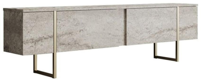 Tumba pentru televizor Trendy Luxe Travertin/Auriu
