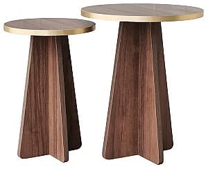 Masuta de cafea, reviste Trendy Mushroom 2 Auriu/Nuc (Maro)