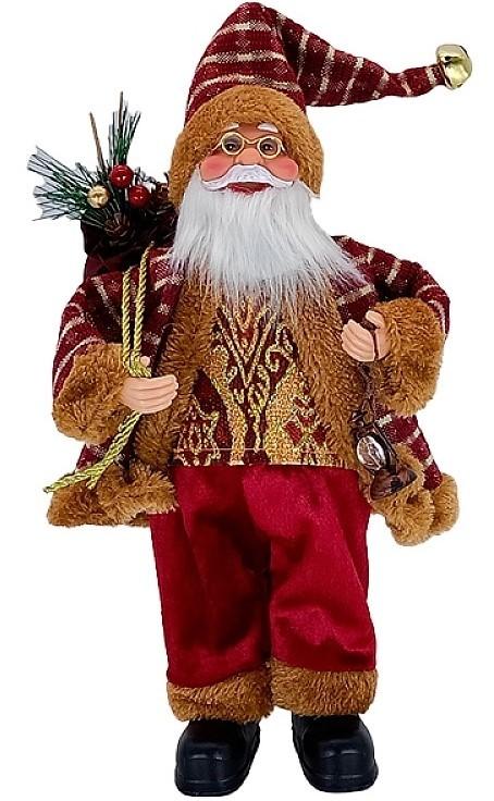 Decoratiune de Craciun Christmas Mos Craciun Red&Gold cu cadouri si felinar