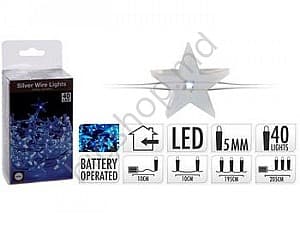 Рождественские огни Gimi 40LED, 2.1m, белые, 3 X AA 