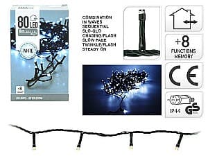 Рождественские огни Christmas Провод 80LED белый, 6м
