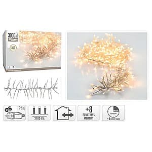 Рождественские огни Christmas Плотные 3000 LED таймер, прозрачный кабель