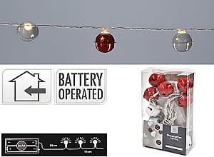Рождественские огни Christmas Колокольчик 10LED красно-белый (54444)