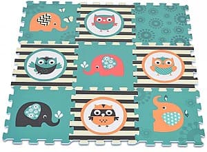 Covoras de joaca copii Moni Puzzle Elephant&Owl Multicolor