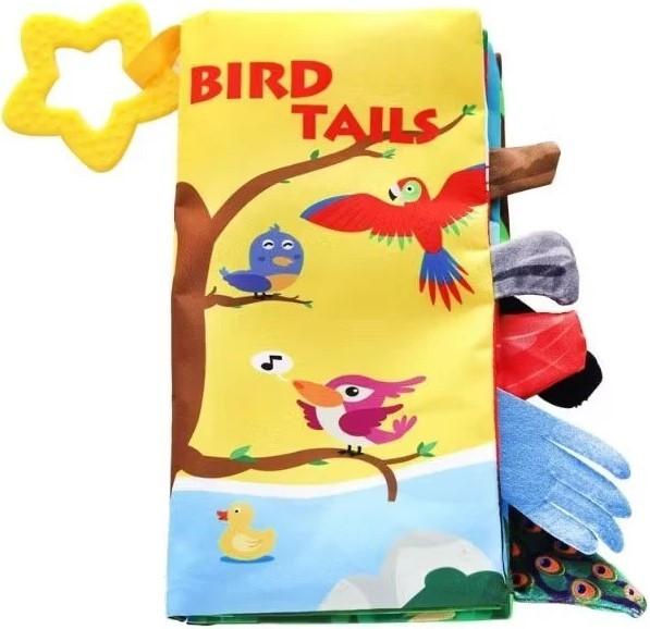 Carte educationala Kikka Boo Cloth book with teether Bird Tails