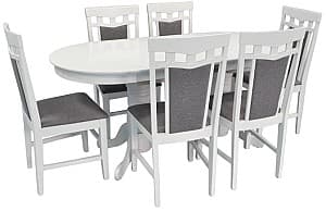 Набор стол и стулья Evelin HV-31N White + 6 стульев DEPPA R White NV-10WP Grey