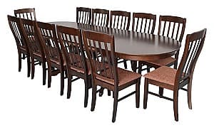 Set de masa si scaune Evelin HV-33V Chocolate + 12 scaune Wenyi (Chocolate F-789 Brown)