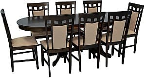 Set de masa si scaune Evelin HV-31N Chocolate + 8 scaune Deepa R Chocolate / NV-3WP Beige