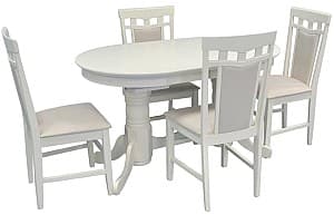 Set de masa si scaune Evelin HV-31N Light Creme + 4 scaune Deepa R Light Creme / NV-1WP