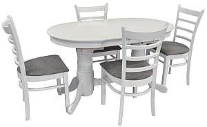 Set de masa si scaune Evelin HV-31N White + 4 scaune COCO White / NV-10WP Grey