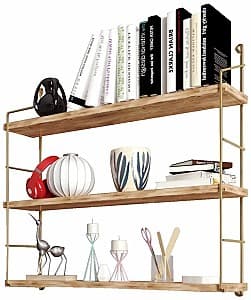 Raft de perete Trendy 3 Units Auriu/Maro