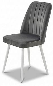 Scaun fier Kelebek Gold (Velur) Gri Închis / Alb