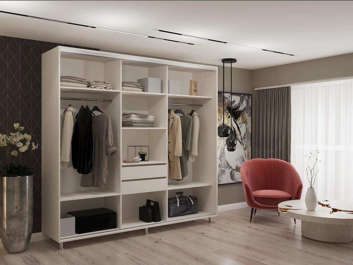 Dulap-cupe My-Style 2.3 x H2.4 m Pal + Oglinda Cenușiu