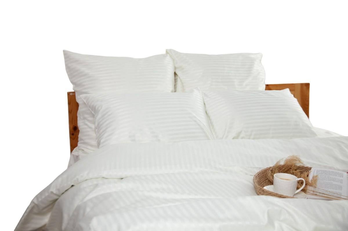 Комплект постельного белья TEP Stripe Satin 200x220 cm Pure White