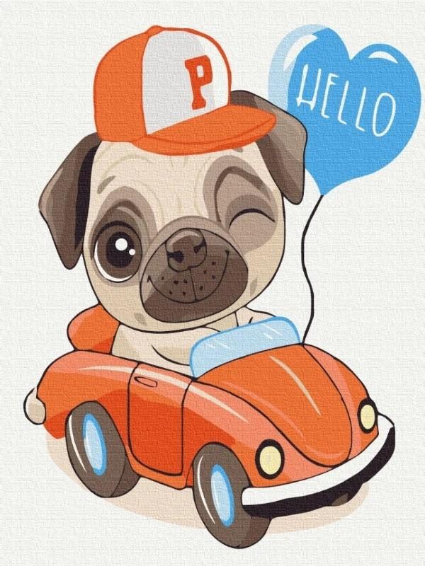 Tablou pe numere BrushMe Salutare de la pug (KBS7110)