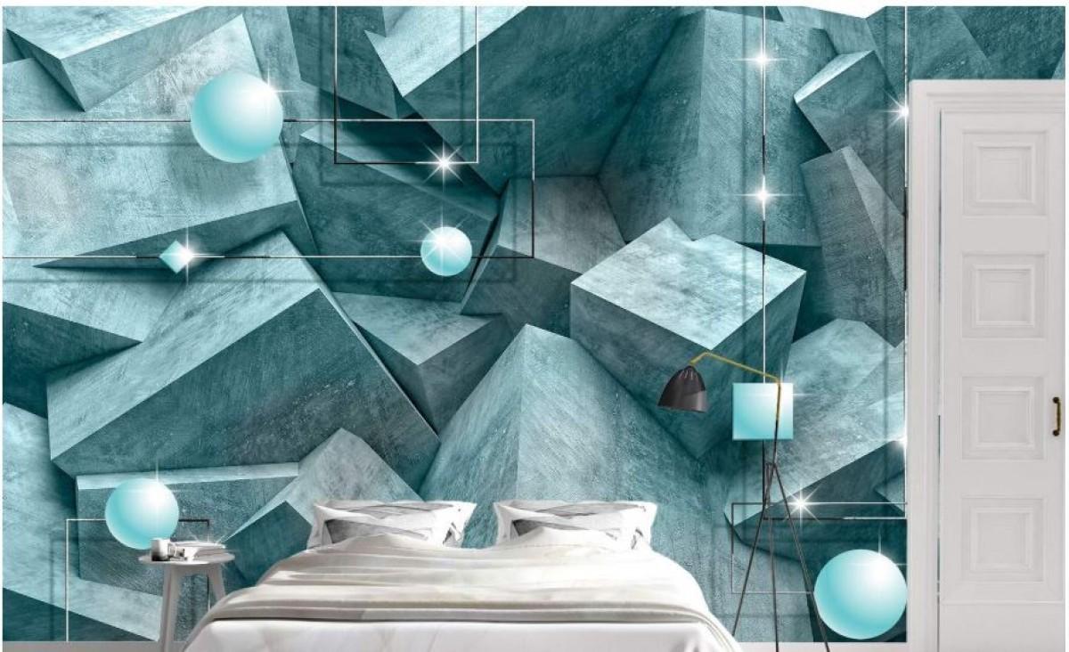 3D Фотообои Art.Desig Бетонная стена и шары_2