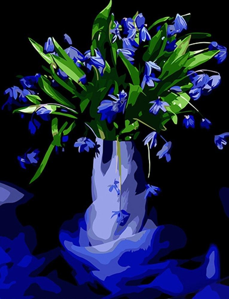 Картина по номерам Strateg Синие подснежники AH1005