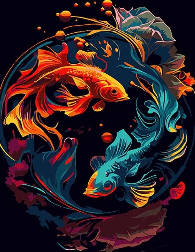 Картина по номерам Strateg Яркая рыба AH1021