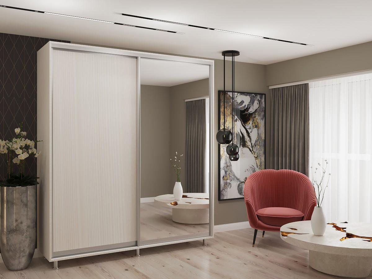 Dulap-cupe My-Style 2.1 x H2.3 m Pal + Oglinda Cenușiu