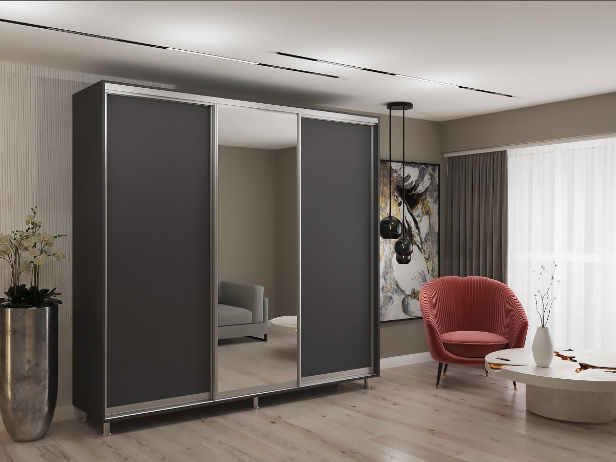 Шкаф-купе My-Style 2.4 x H2.1 м ДСП + Зеркало Антрацит