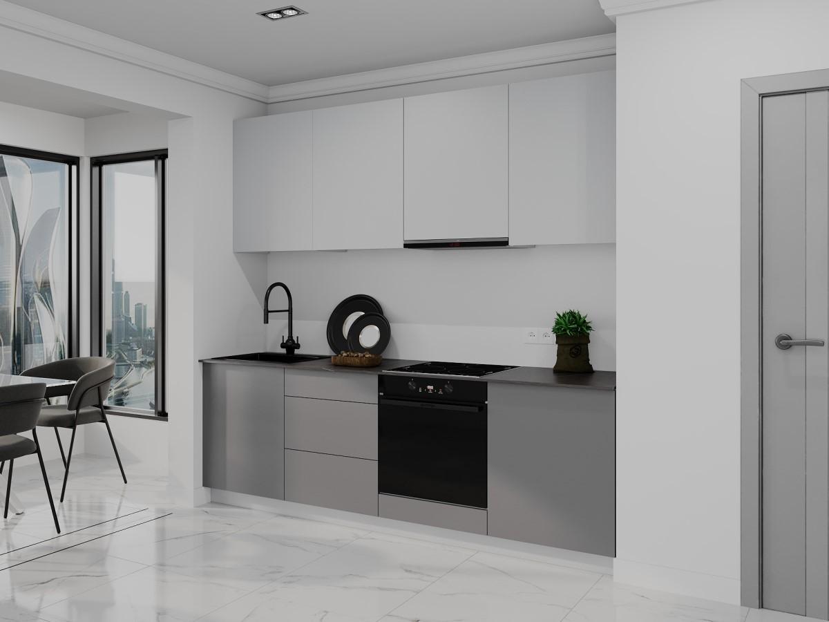 Set mobila bucatarie Bayro Bayro Spring 2.4 m Light Grey / Stone Grey