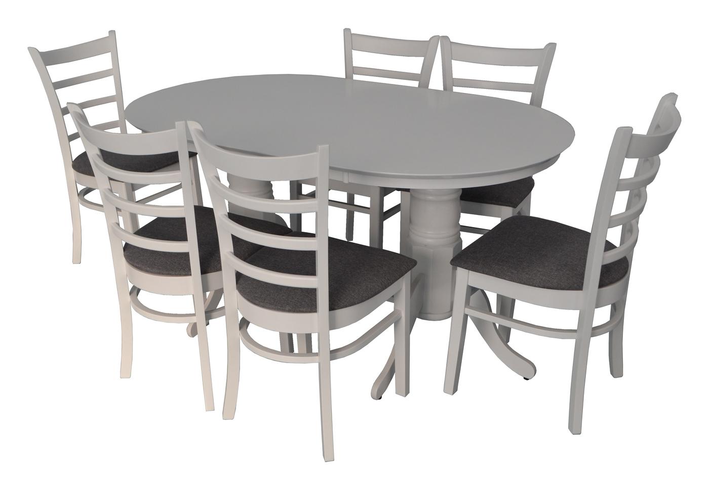 Набор стол и стулья Evelin HV-24V White + 6 стульев COCO White/NV-10WP Grey