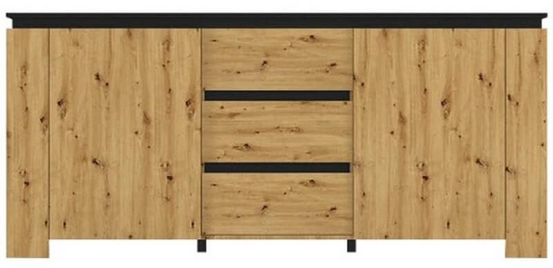 Comoda Yasen Tomas KOM2D3S Stejar Artizan / Negru