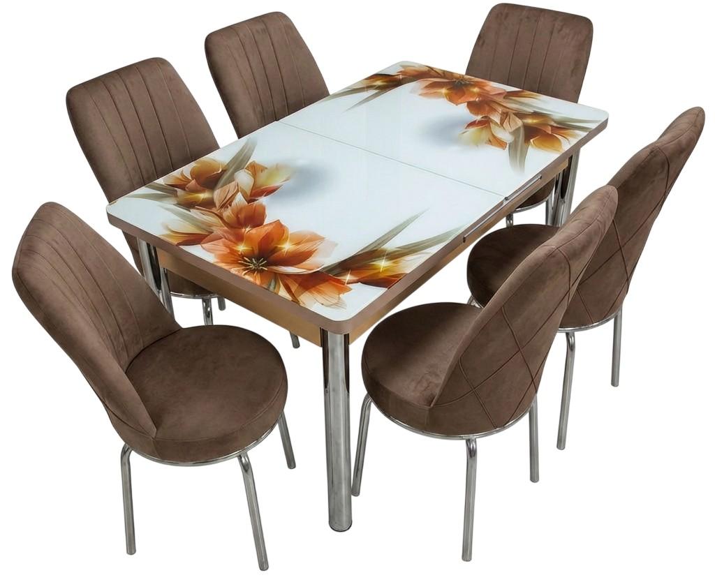 Set de masa si scaune VLM Kelebek Bloom + 6 scaune Econom Maro
