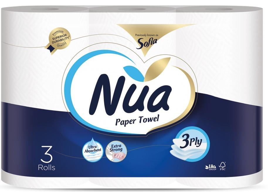 Бумажное полотенце NUA 3рулона 3слоя 10м/500979/501475