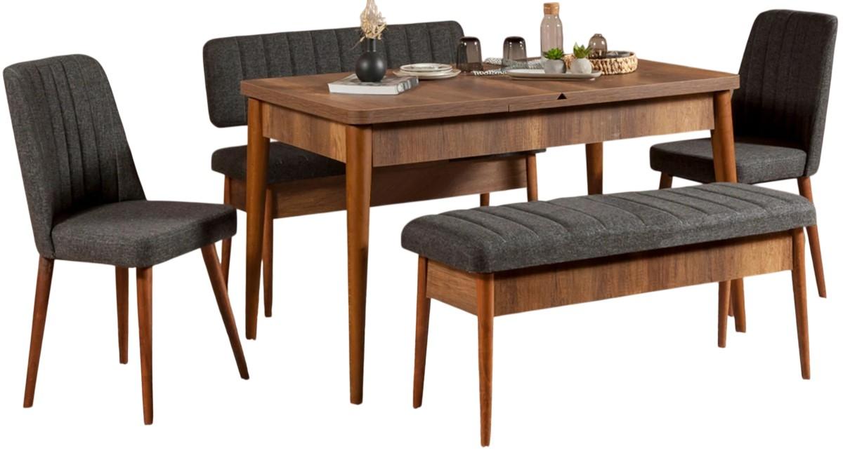 Набор стол и стулья Trendy Vina Орех (Коричневый)/Антрацит (Серый)