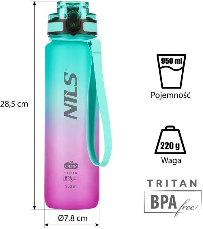 Sticla pentru apa Nils Camp NCD04 GREEN-PINK