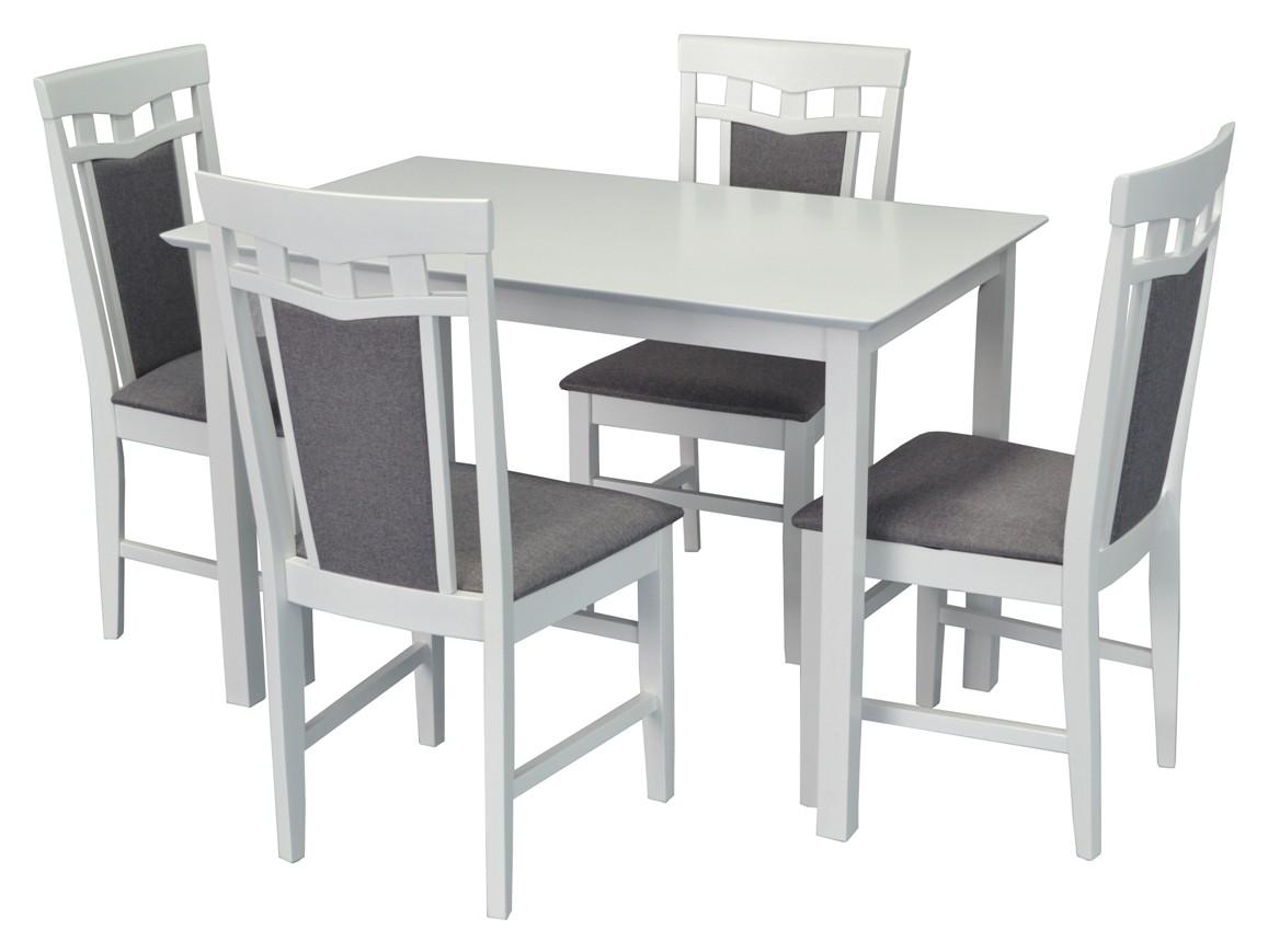 Set de masa si scaune Evelin GLORIA White + 4 scaune DEPPA R White NV-10WP Grey