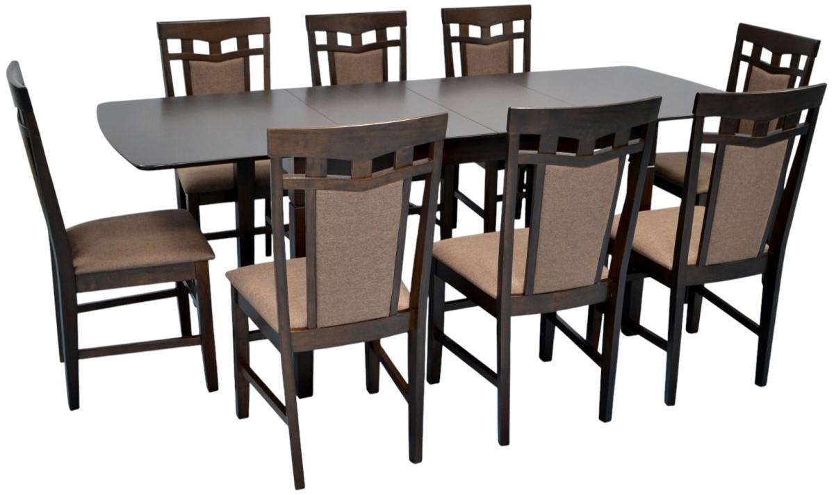 Set de masa si scaune Evelin HV-27V Chocolate + 8 scaune Deepa R Chocolate / Ekea12 Dark Brown