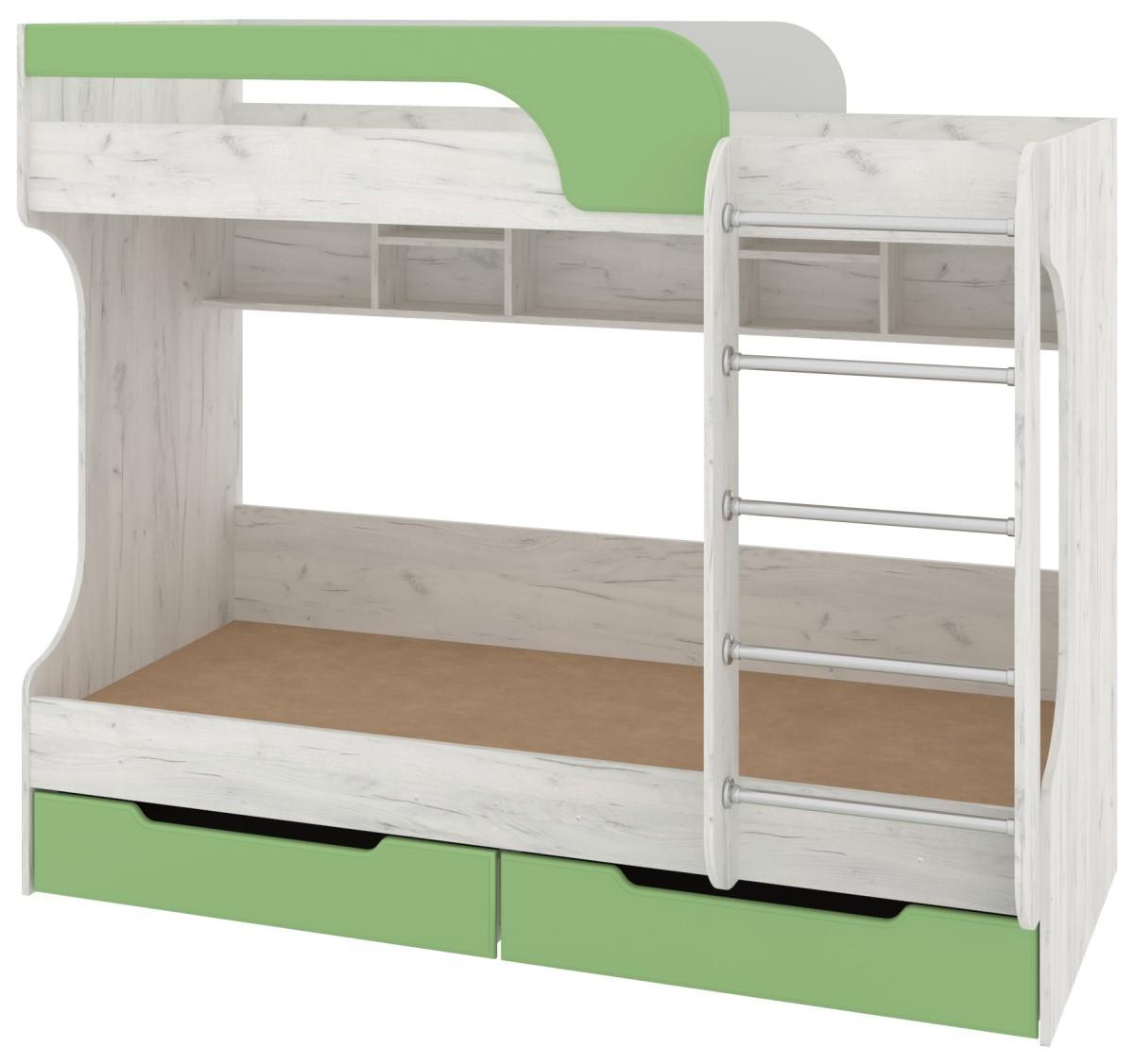 Детская кровать Pehotin Юнга Крафт(Белый)/Фисташка(Зеленый)