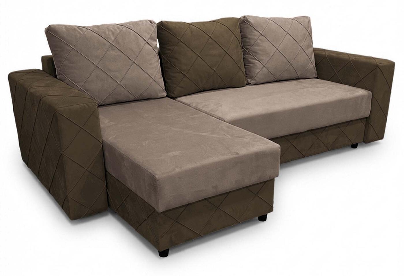 Canapea coltar Aurus Cristal 255x150 cm (tick-tac) Maro / Maro Deschis