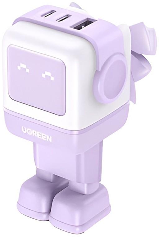 Зарядное устройство для телефона Ugreen Nexode Robot GaN Charger USB-A+2*USB-C 65W Pink