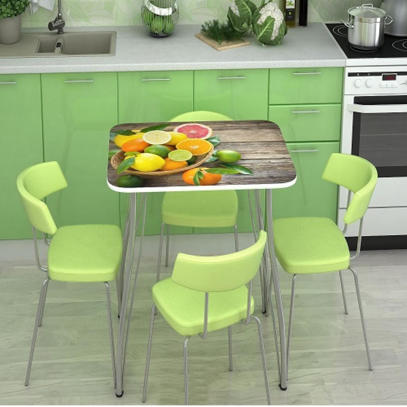 Masa Stendmebel Fructe 800х600х750 White/Chrome (cu fotoimprimeu)