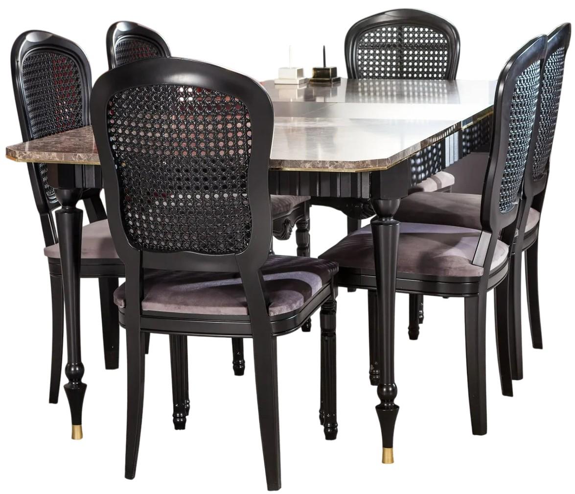 Набор стол и стулья Modalife Urla + 6 стульев Черный