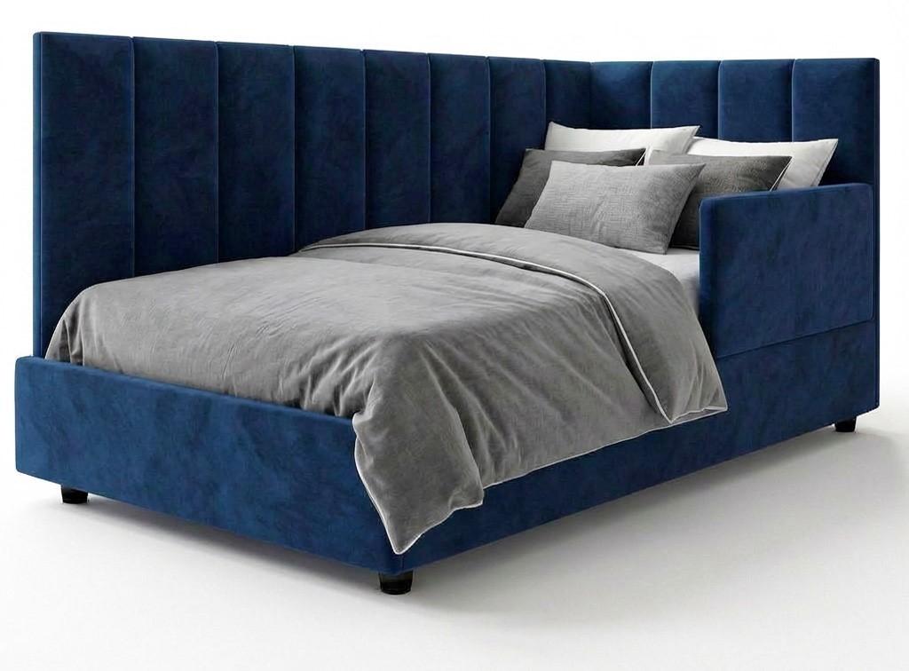 Детская кровать Aurus Luna S (с бортиком) 90x200 (правый) Синий