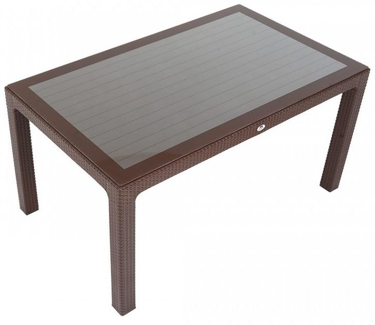 Стол садовый Sonmez Elit Rattan (со стеклом) 70x120 Коричневый