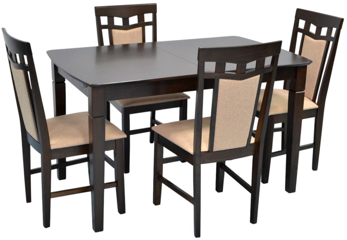 Set de masa si scaune Evelin HV-27V Chocolate + 4 scaune Deepa R Chocolate / NV-3WP Beige