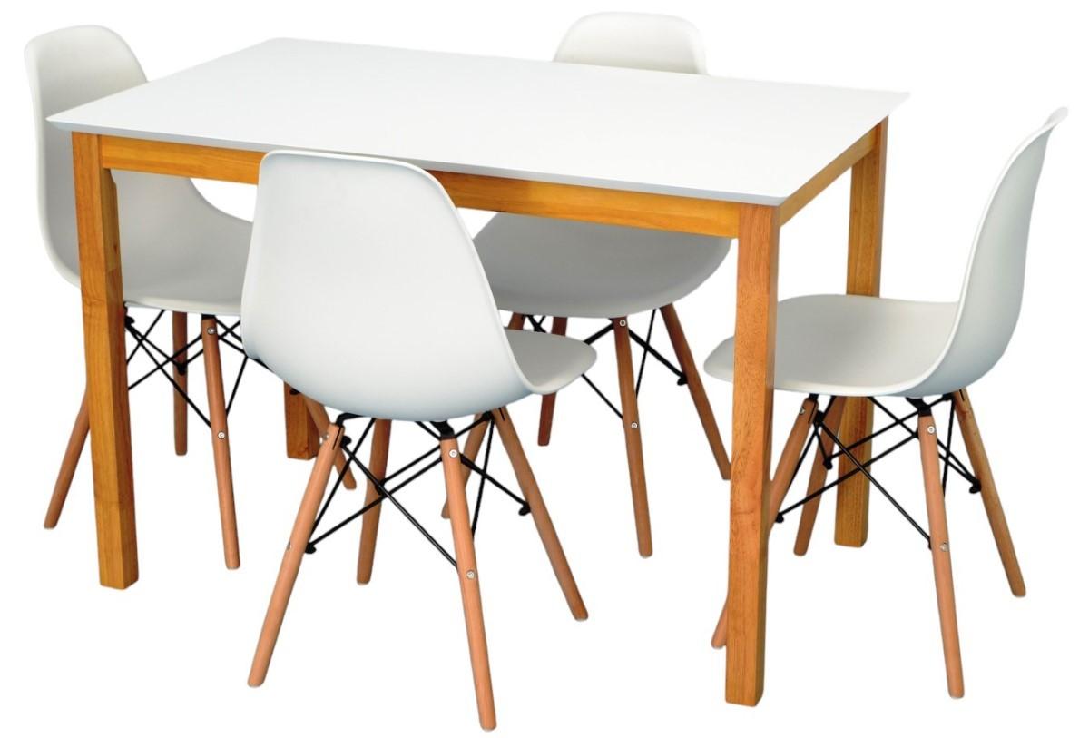 Set de masa si scaune Evelin GLORIA White / Bella Beech + 4 scaune LC-021 White