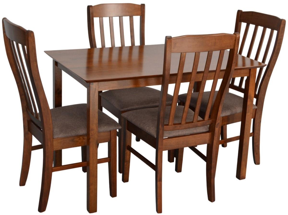 Set de masa si scaune Evelin Gloria Burnish Oak + 4 scaune Wenyi Burnish Oak / Ekea12 Dark Brown