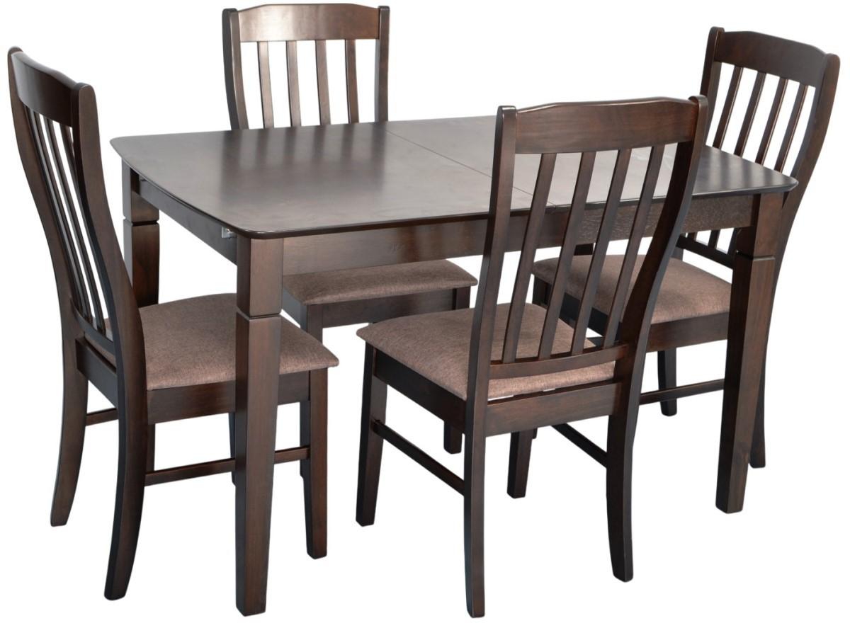 Set de masa si scaune Evelin HV-27V Chocolate + 4 scaune Wenyi Chocolate / Ekea12 Dark Brown