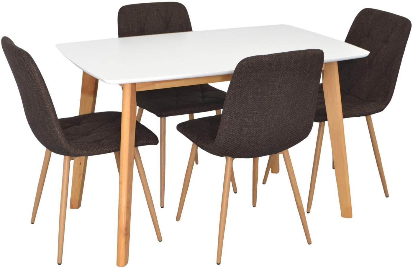 Set de masa si scaune Evelin COOPER White / Bella Beech + 4 scaune YTC-080 Wo / BJORN45 Dark Brown