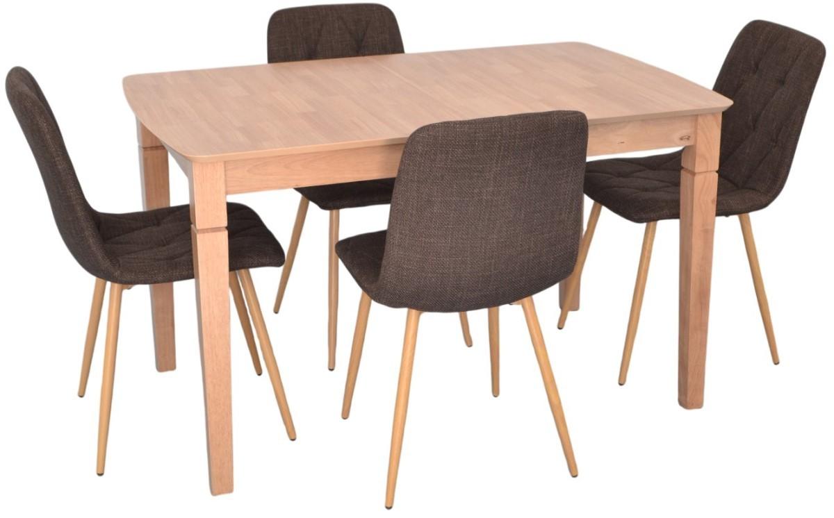 Set de masa si scaune Evelin HV-27V Light Brown + 4 scaune YTC 080 Wo / BJORN45 Dark Brown