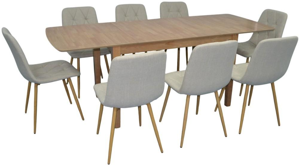 Set de masa si scaune Evelin HV-27V Light Brown + 8 scaune YTC 080 Wo / BJORN24 Light Beige