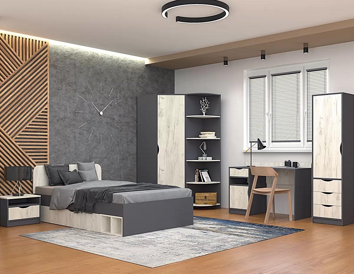 Детская стенка Yasen Дисней №4 Серый Графит / Дуб Крафт Белый