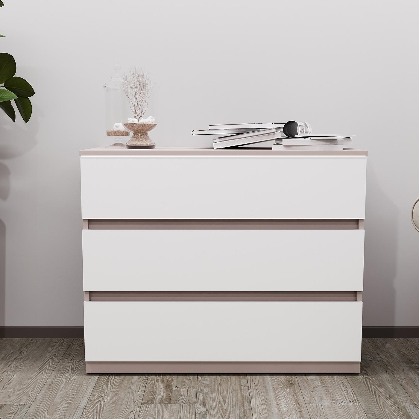 Comoda Bayro Harmony 100x81x45 cm Piatra Gri / Alb